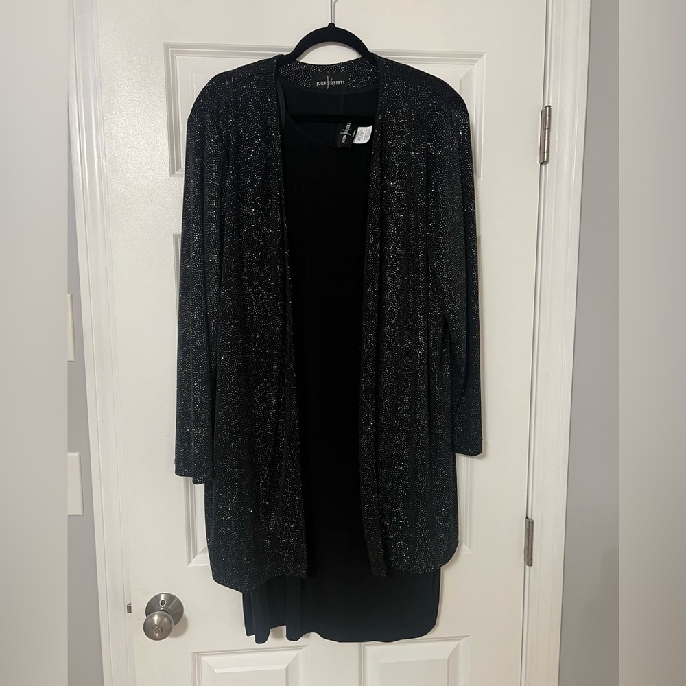 Vintage John Roberts | 2 Piece Evening Dress and Embellished Jacket | Size 18W